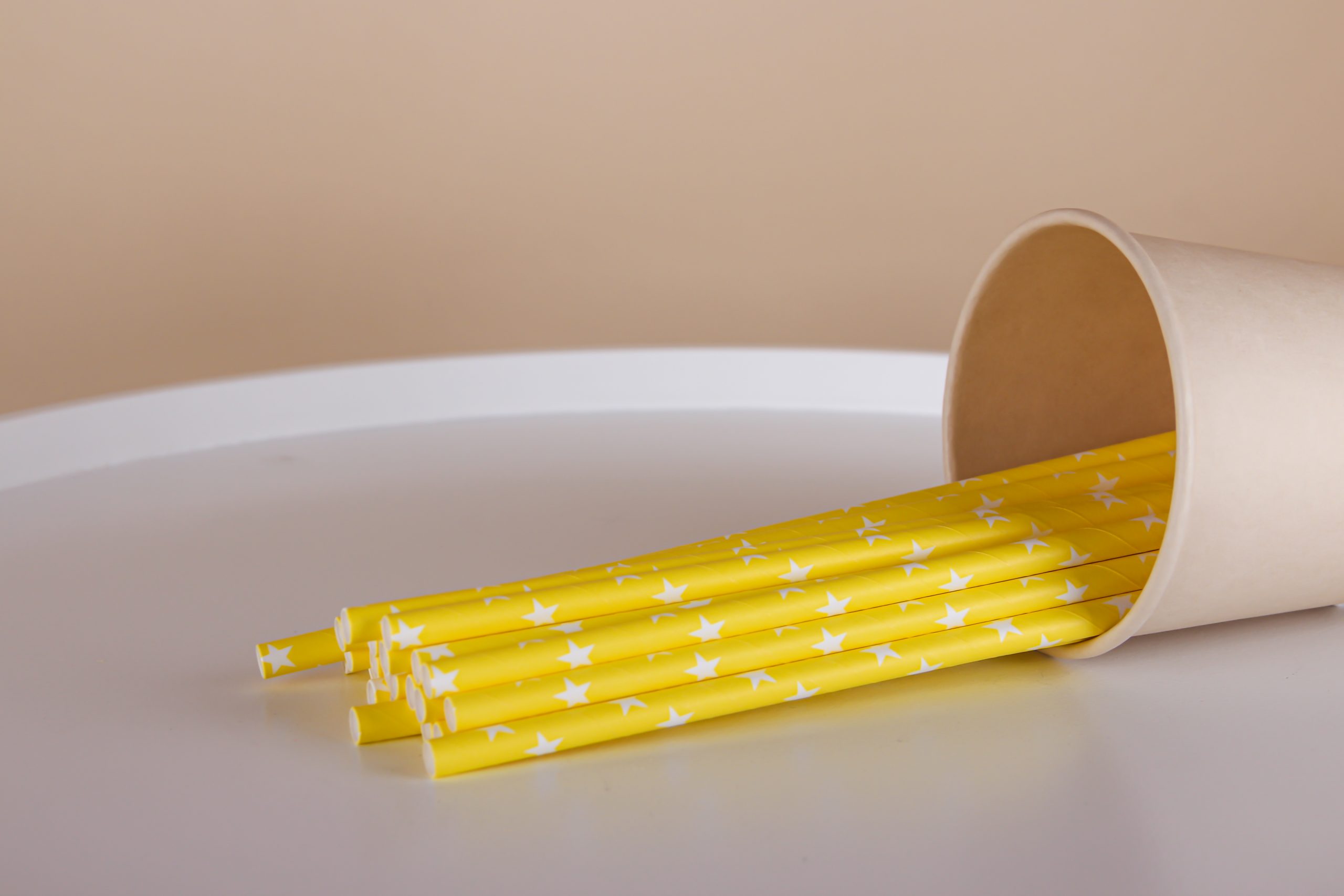 Соломинка паперова «Зірка» жовта, 20 см, 5 мм, 25 шт.