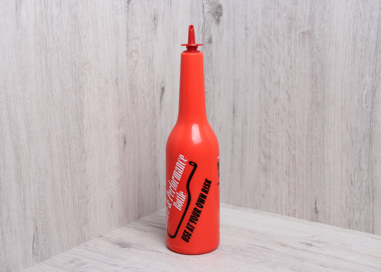 Бутылка для флейринга красная (с надписью), арт. KN-JD-8672