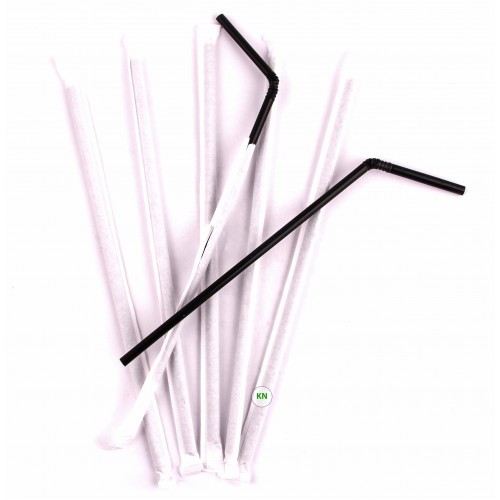 Трубочка в інд. упак. чорна без гофри, Ø 7 мм, 21 см, 200 шт.