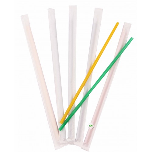 Трубочка в інд. упак. кольорова без гофри, Ø 5 мм, 21 см, 200 шт.