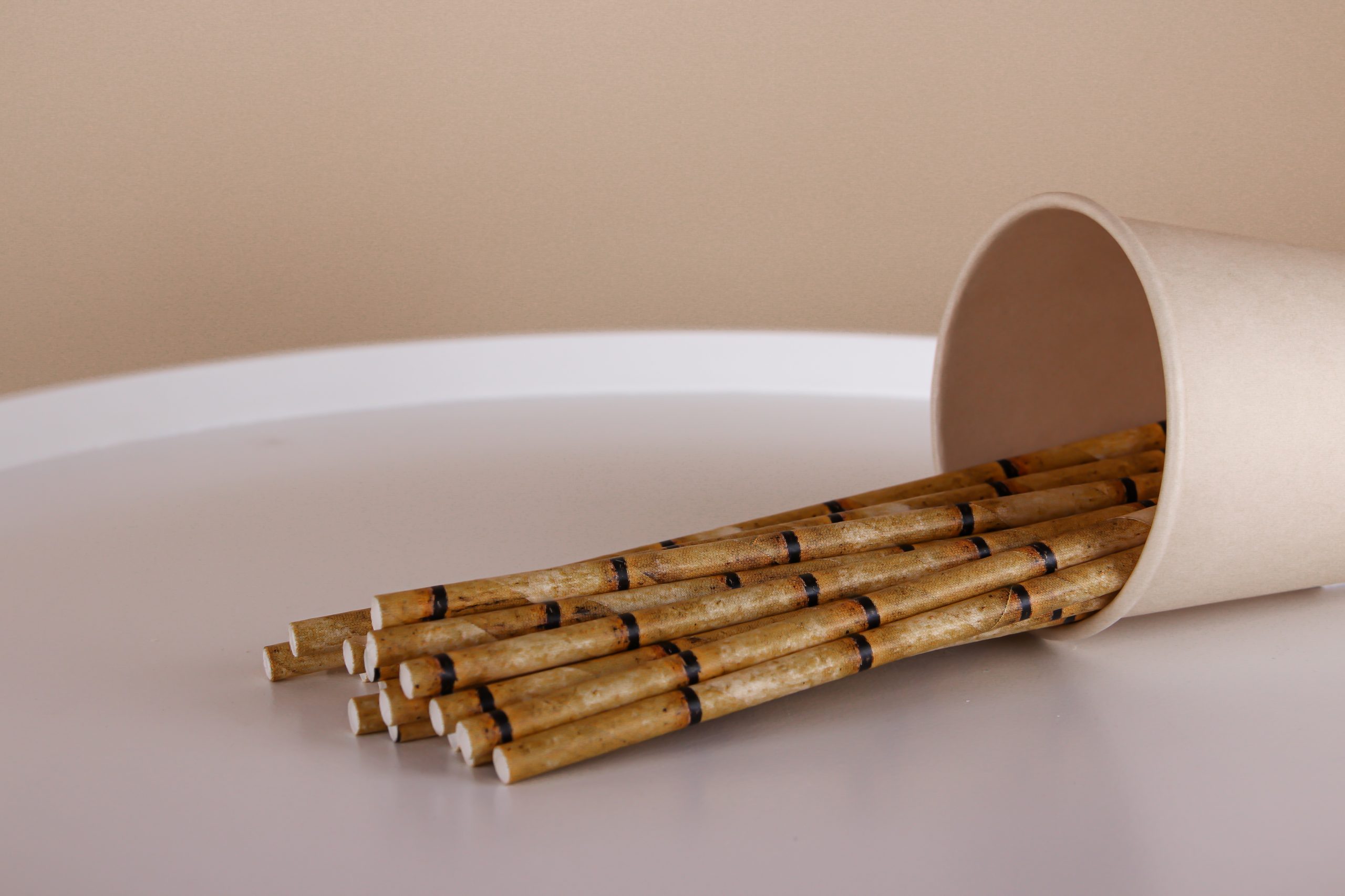 Трубочка бумажная "Бамбук" коричневая, 20 см, 5 мм, 25 шт.