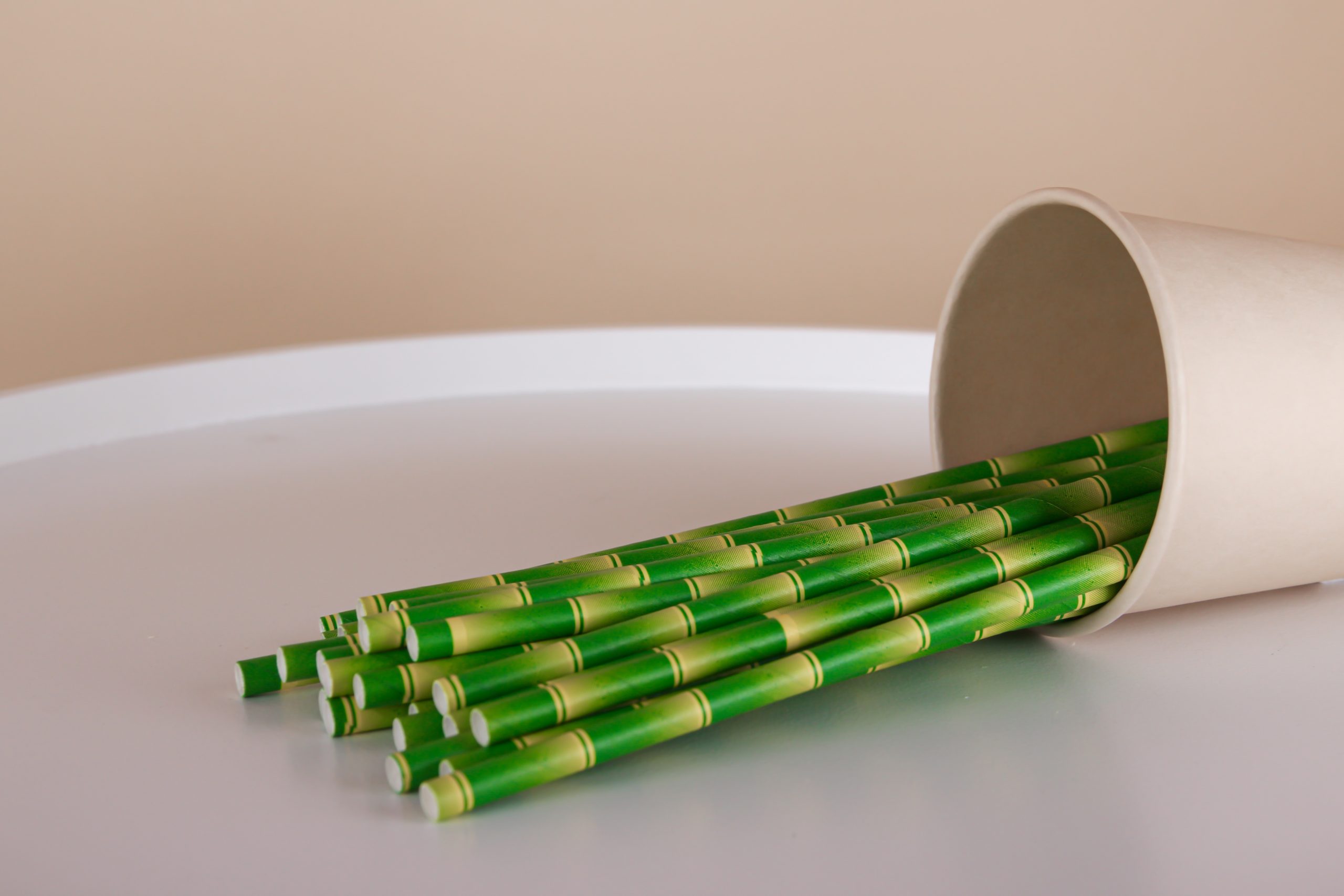 Трубочка бумажная "Бамбук" зелёная, 20 см, 5 мм, 25 шт.