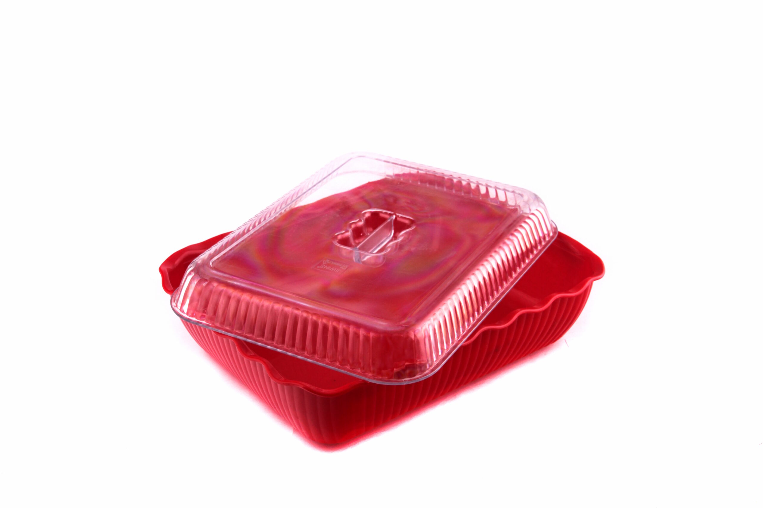 Салатник из поликарбоната красный с крышкой, 333 х 264 х 82 мм, арт. KN-P-043r
