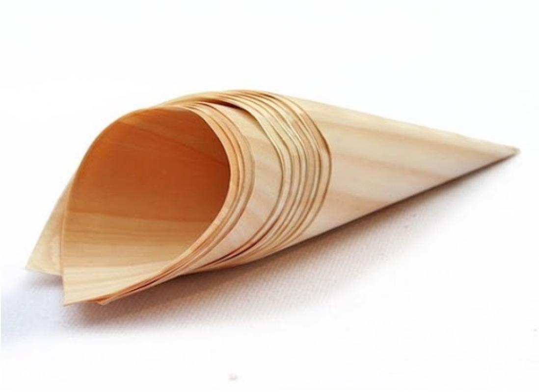 Конусный стакан-конверт из бамбука, h - 125 мм