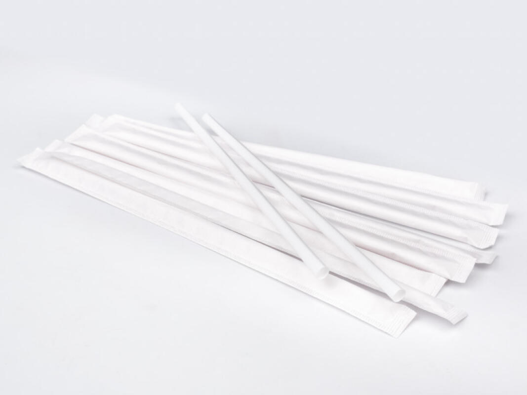 Трубочка паперова біла в індивідуальній упаковці, Ø 6 мм, 19,5 см, 100 шт.