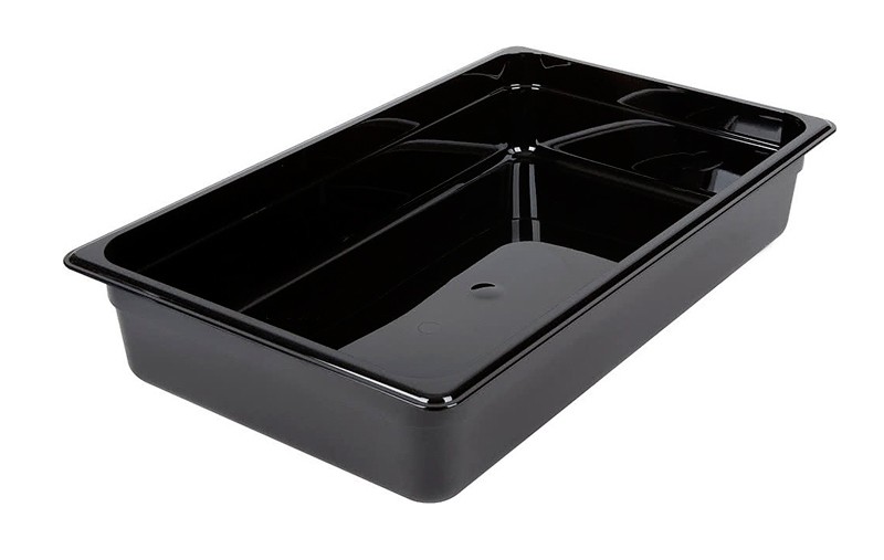 Контейнер для зберігання з кришкою, чорний, 12000 мл, h 100 мм, PP 1/1, арт.KN-GNPP11100В