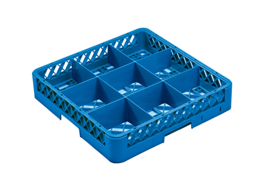 Кошик для миття склянок на 9 секцій блакитний, 500х500х45 мм, арт. KN-JW-9 PP BLUE