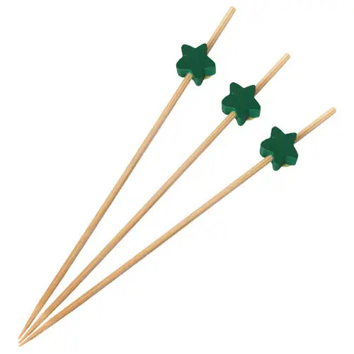 Шпажки Зірка зелені, дерево, 12 см, 100 шт.