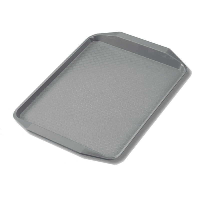 Таця прямокутна, пластик, сіра, 42,5х30х3,5 см, арт. KN-818FF Gray