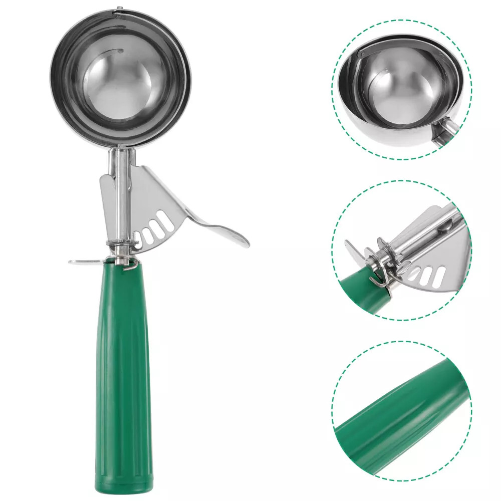 Ложка для мороженого с зеленой ручкой, нерж. сталь, 223 мм, 79 мл, арт. KN-YZ-CS363